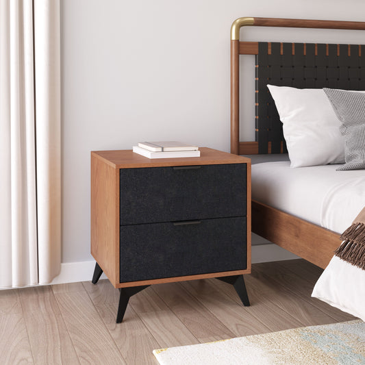 Zarif Black & Walnut Nightstand - Ornate Home