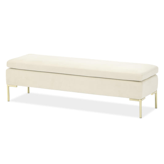 Zennia Gold/Ivory Velvet Accent Bench - Ornate Home