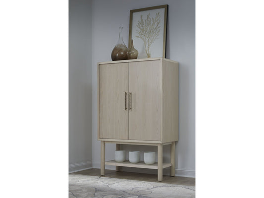 Zinnia Two Door Ash Wood Bar Cabinet in White Sand - Ornate Home
