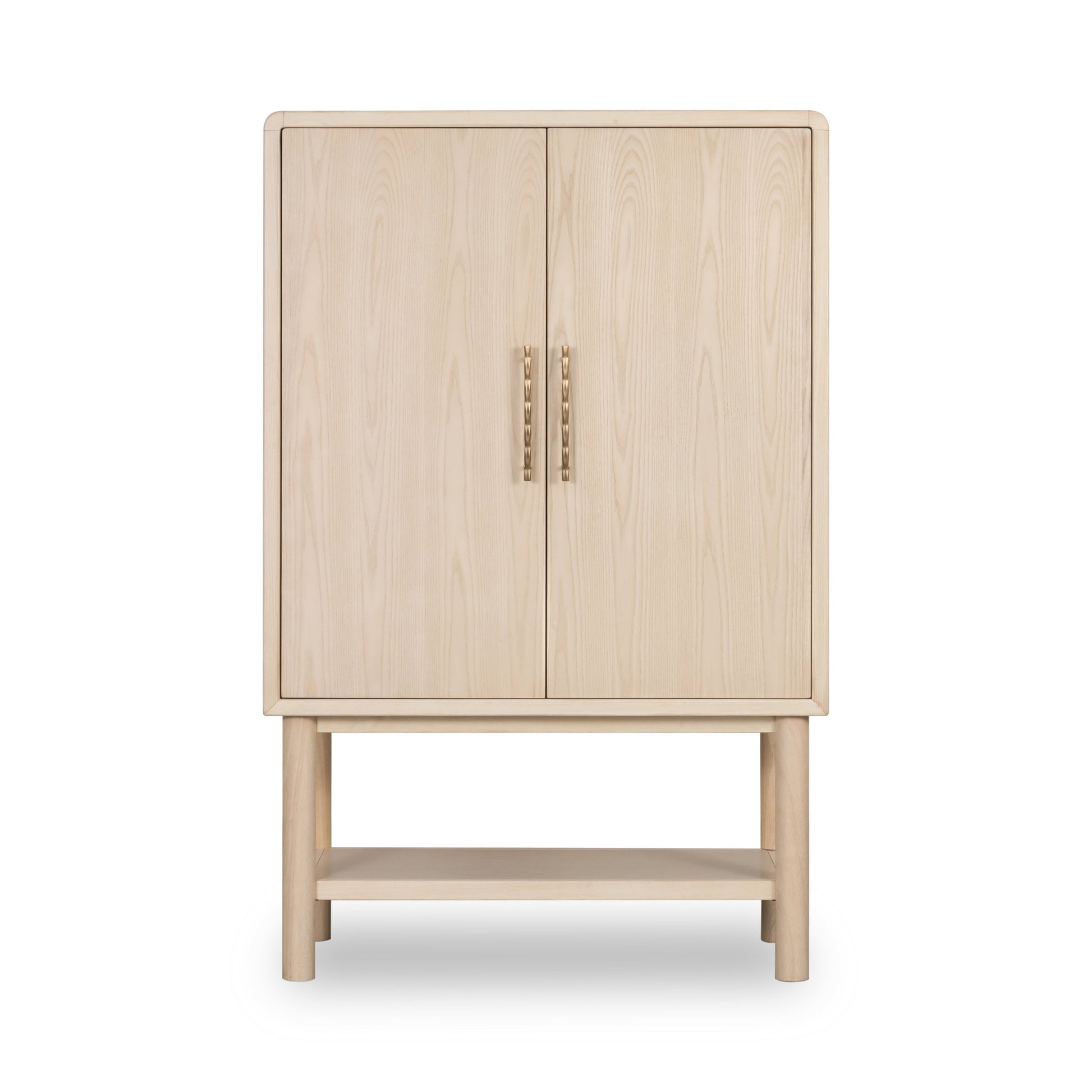 Zinnia Two Door Ash Wood Bar Cabinet in White Sand - Ornate Home