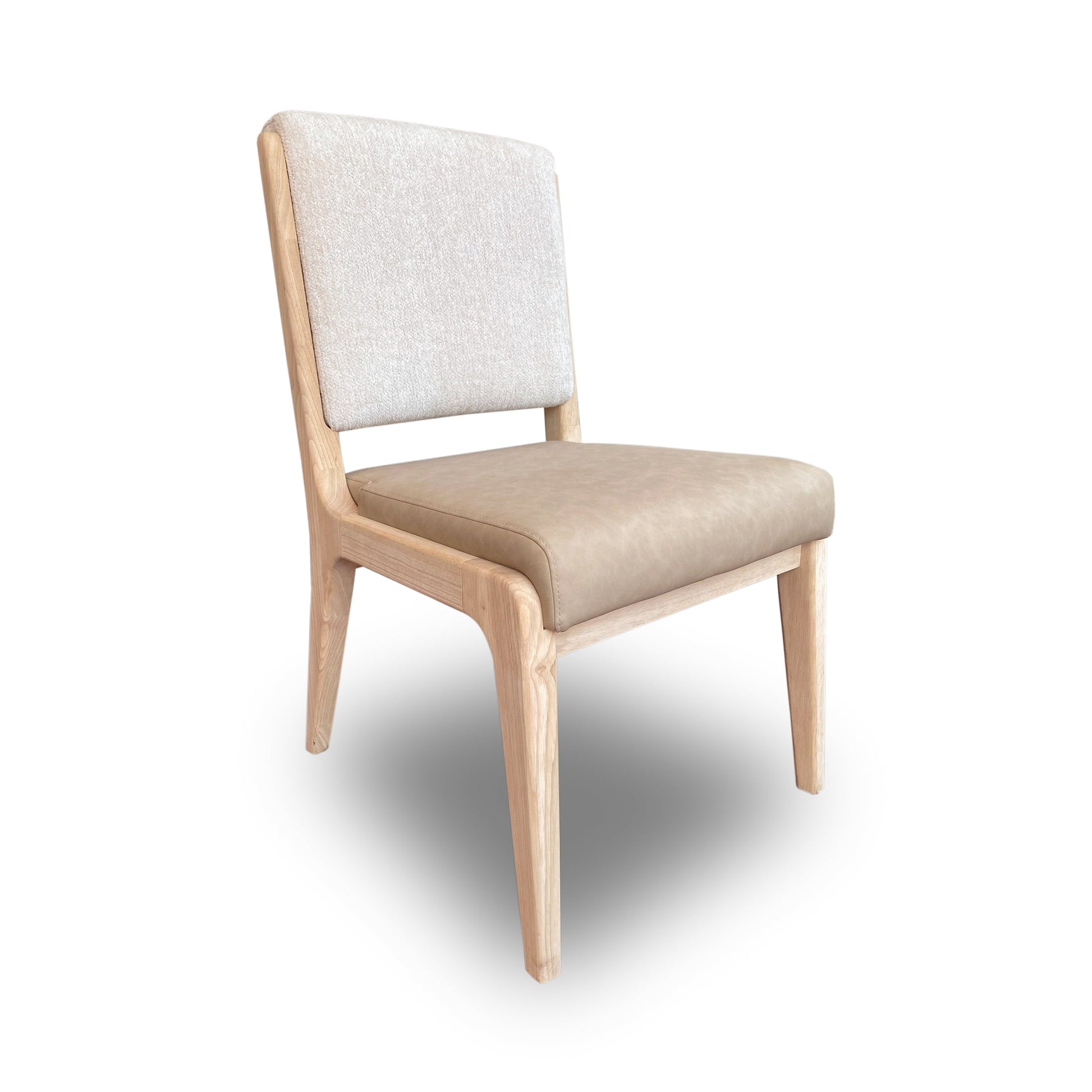 Zinnia Upholstered Dining Chair in White Sand, Buttermilk Leather and Dune Chenille (Set of 2) - Ornate Home