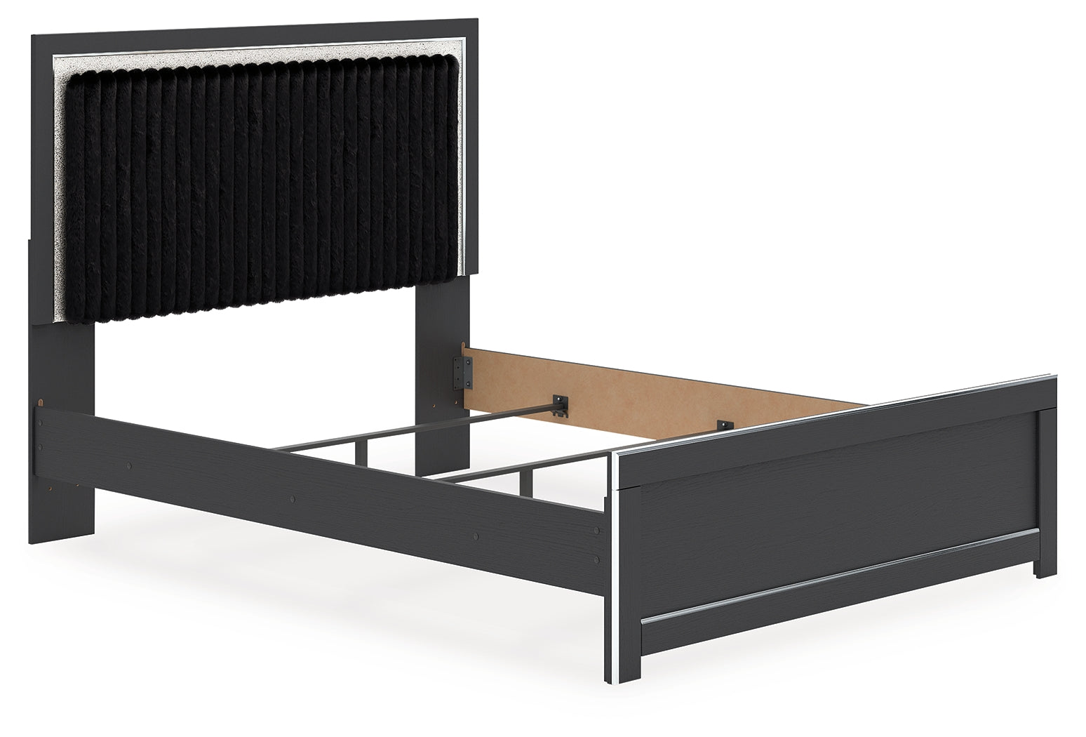 Zuraleus Black Queen Upholstered Panel Bed- Viva Furn