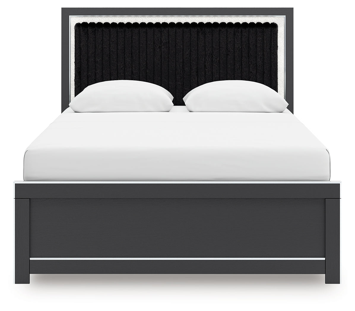 Zuraleus Black Queen Upholstered Panel Bed- Viva Furn