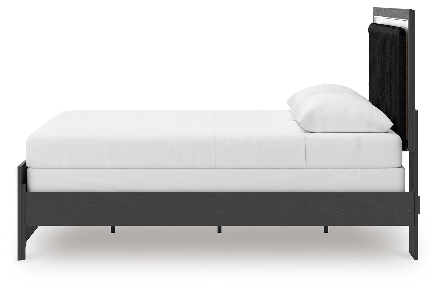Zuraleus Black Queen Upholstered Panel Bed- Viva Furn