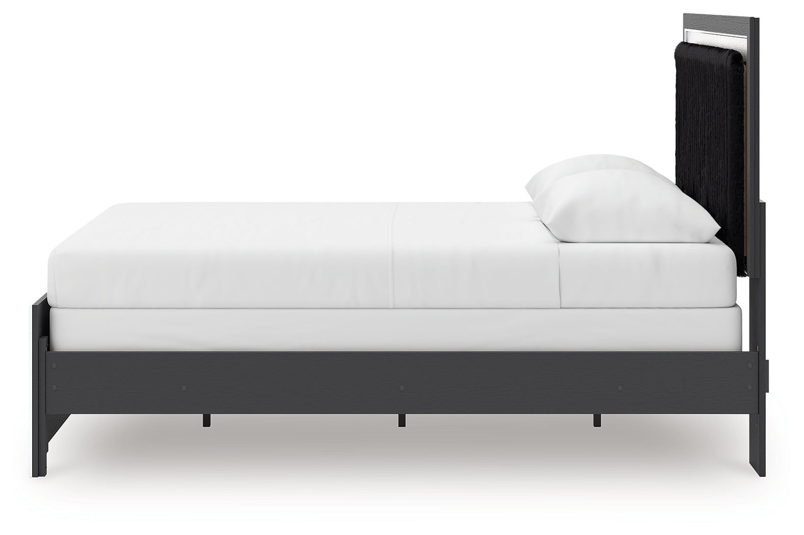 Zuraleus Black Queen Upholstered Panel Bed- Viva Furn