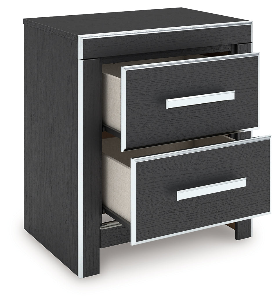 Zuraleus Black Two Drawer Night Stand- Viva Furn
