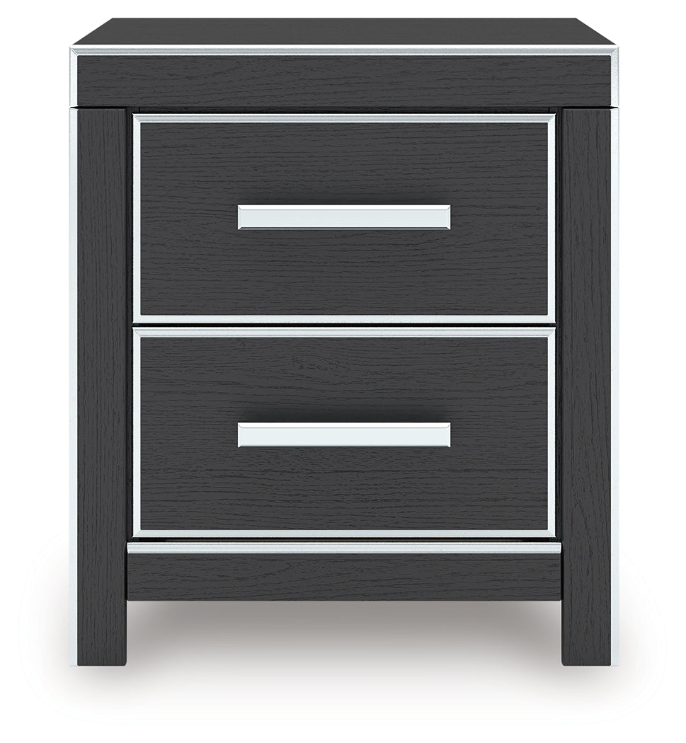 Zuraleus Black Two Drawer Night Stand- Viva Furn