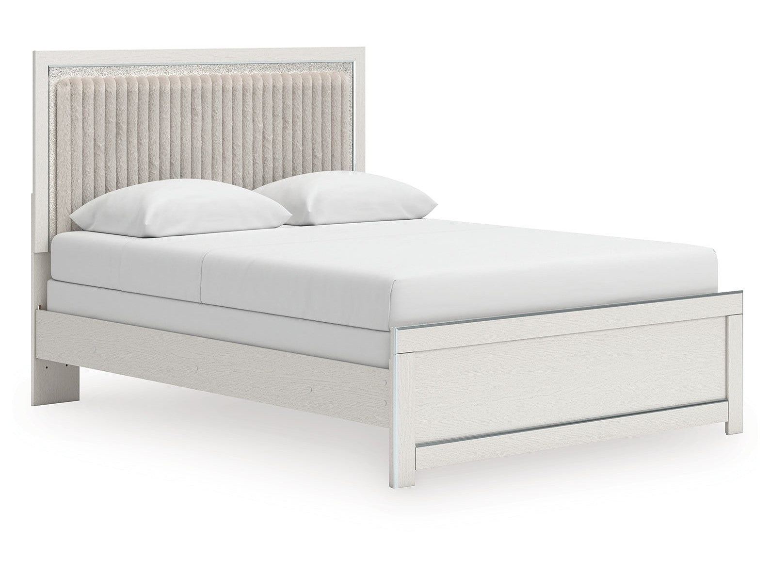 Zuraleus White Queen Upholstered Panel Bed- Viva Furn
