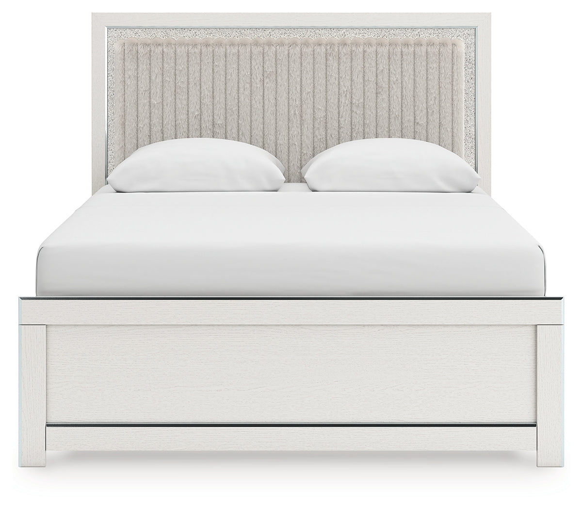 Zuraleus White Queen Upholstered Panel Bed- Viva Furn