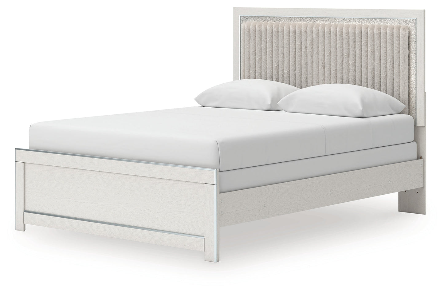 Zuraleus White Queen Upholstered Panel Bed- Viva Furn