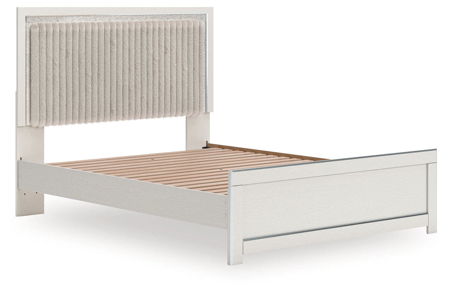 Zuraleus White Queen Upholstered Panel Platform Bed- Viva Furn
