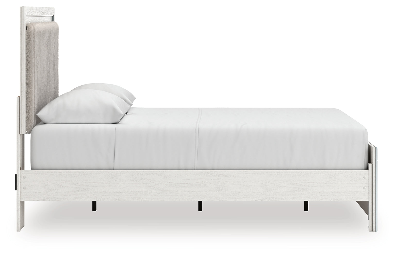 Zuraleus White Queen Upholstered Panel Platform Bed- Viva Furn