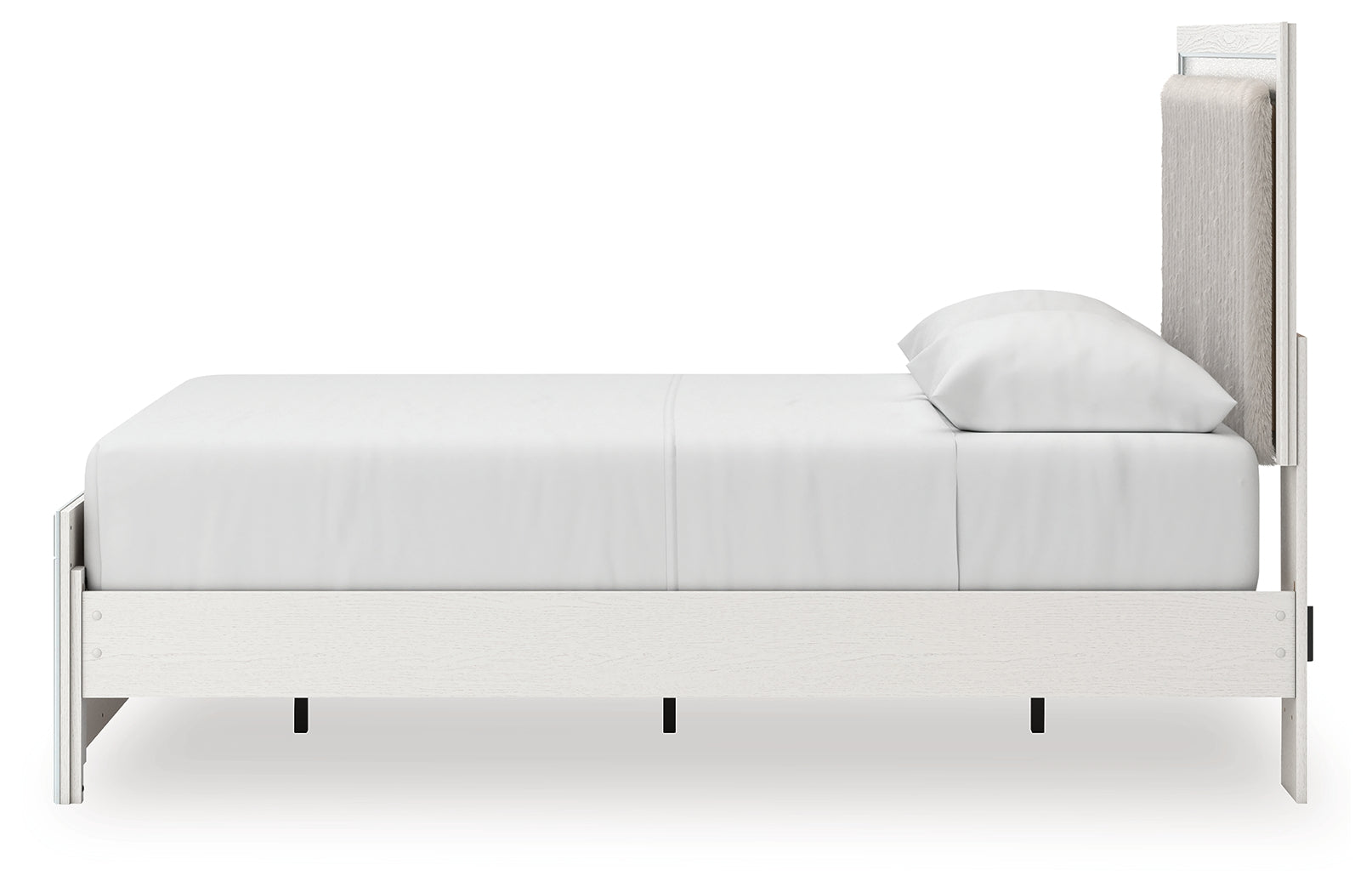 Zuraleus White Queen Upholstered Panel Platform Bed- Viva Furn