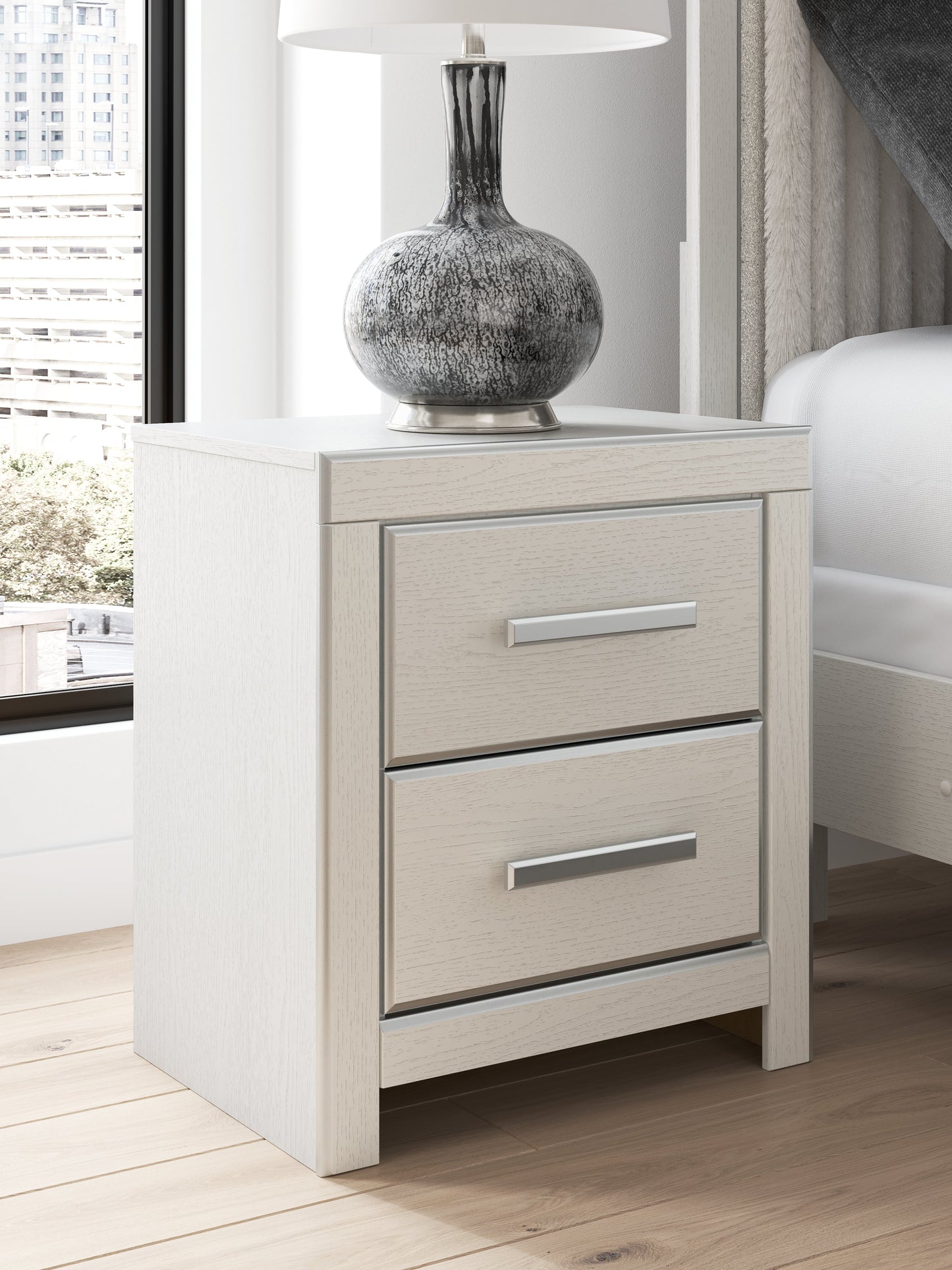 Zuraleus White Two Drawer Night Stand- Viva Furn