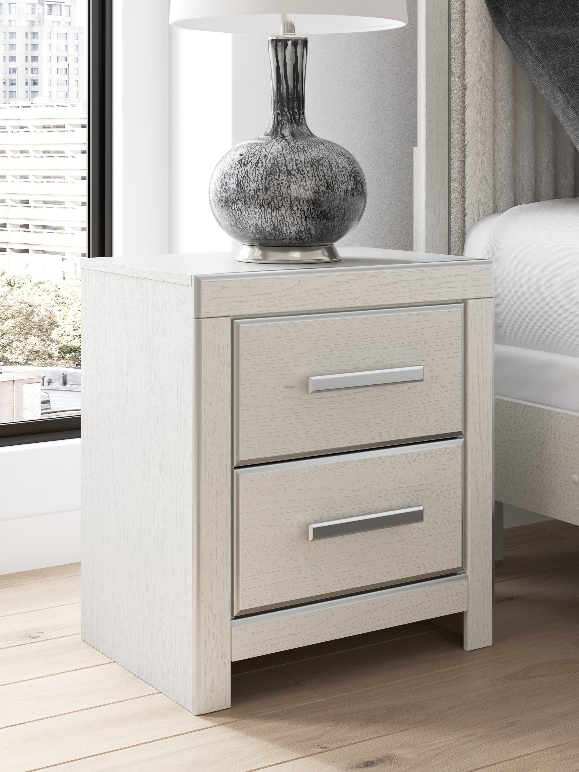 Zuraleus White Two Drawer Night Stand- Viva Furn