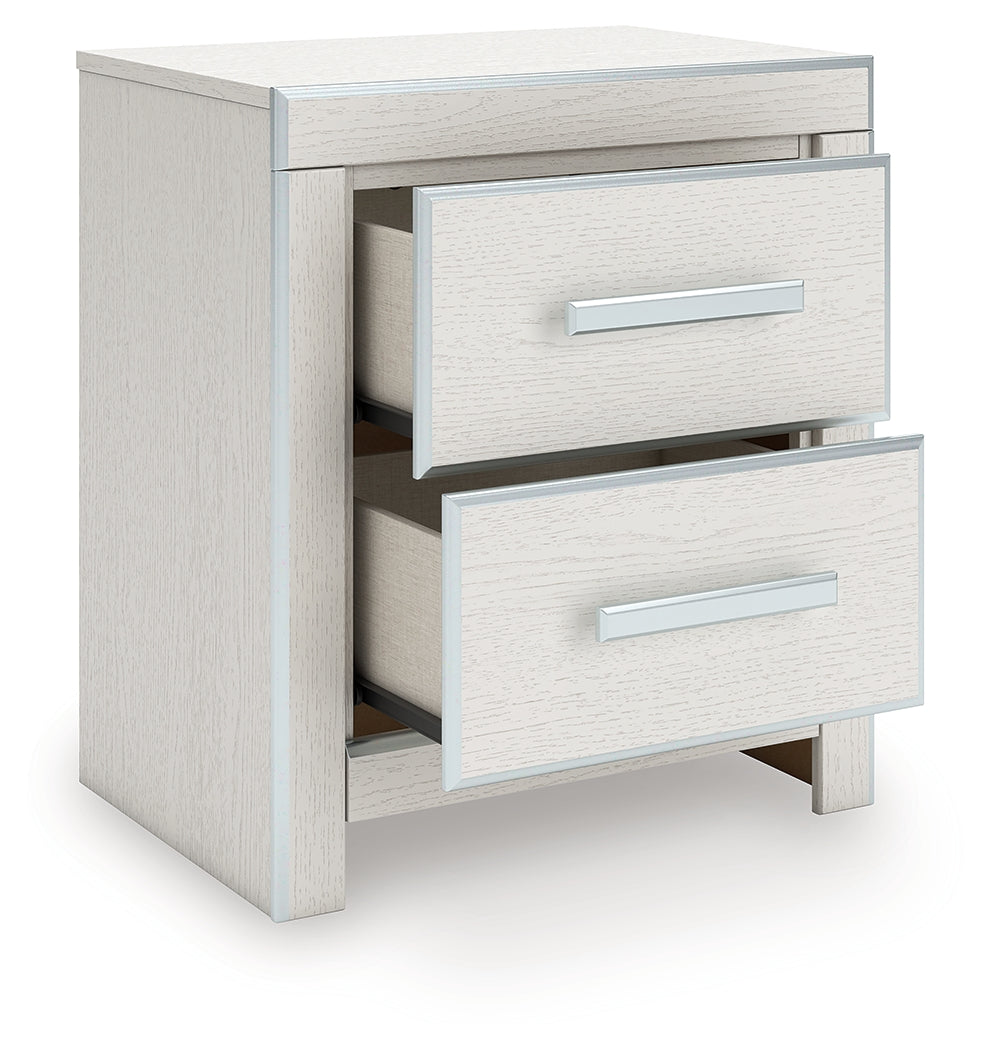 Zuraleus White Two Drawer Night Stand- Viva Furn