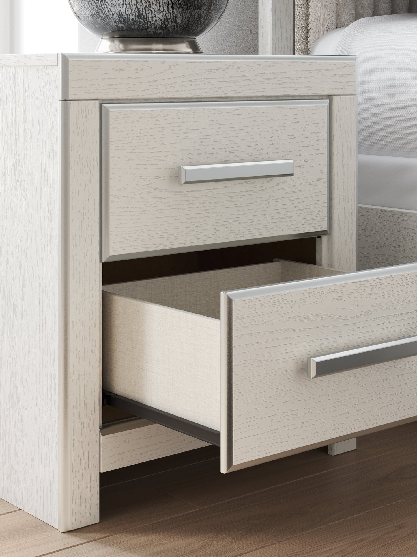 Zuraleus White Two Drawer Night Stand- Viva Furn