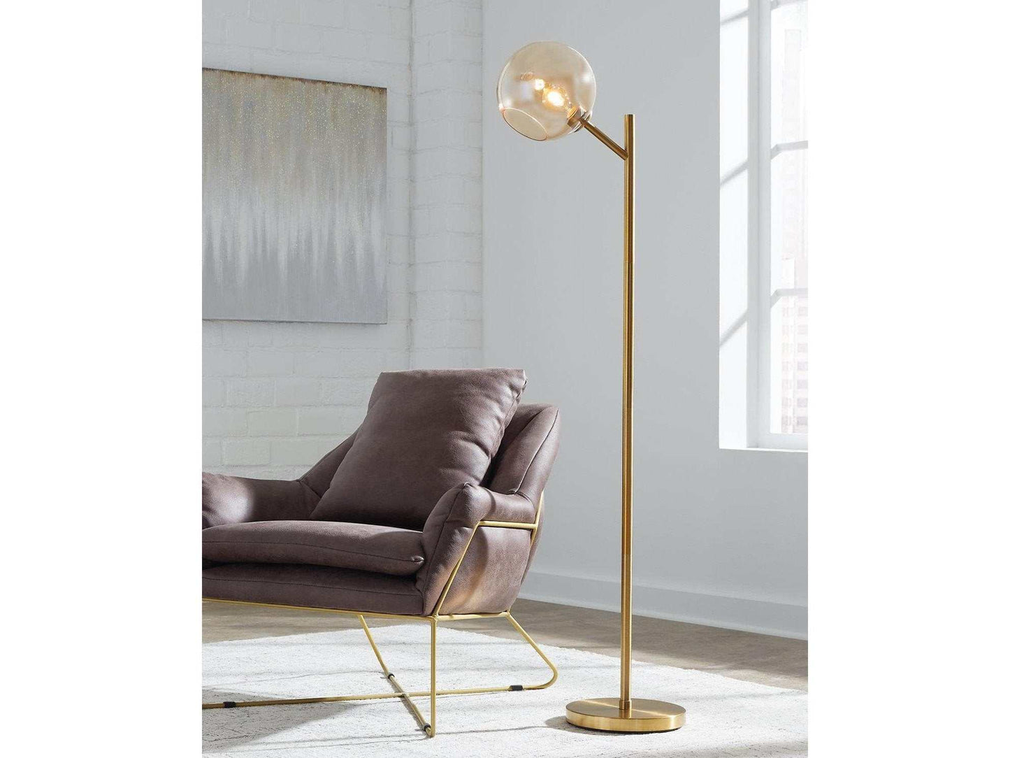 Abanson Gold Floor Lamp w/ Glass Shade