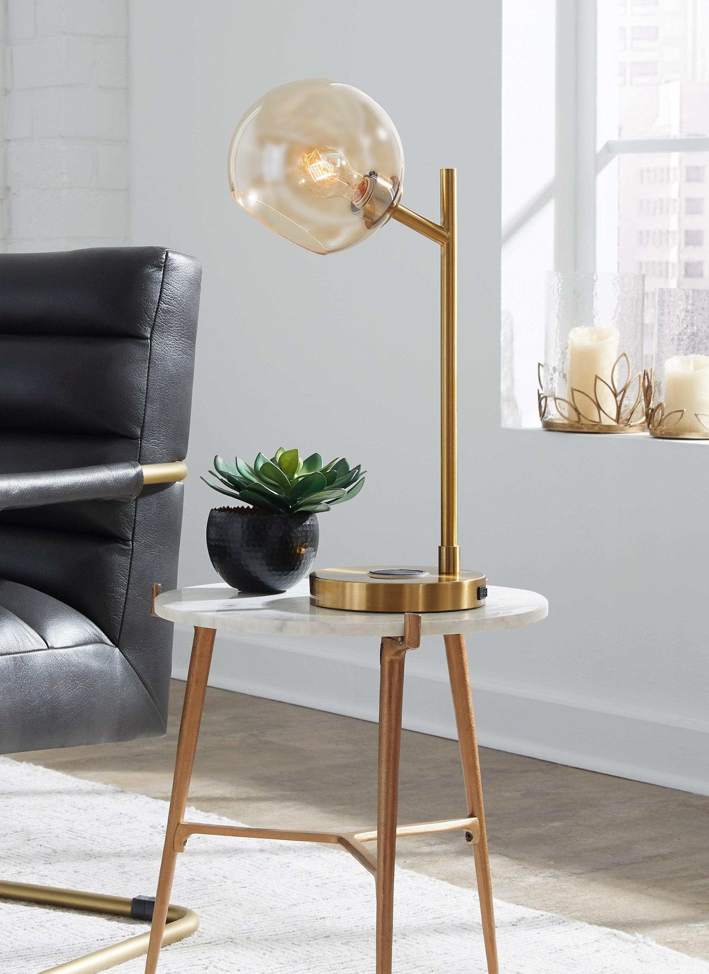 Abanson Gold Table/Desk Lamp w/ Wireless Charger