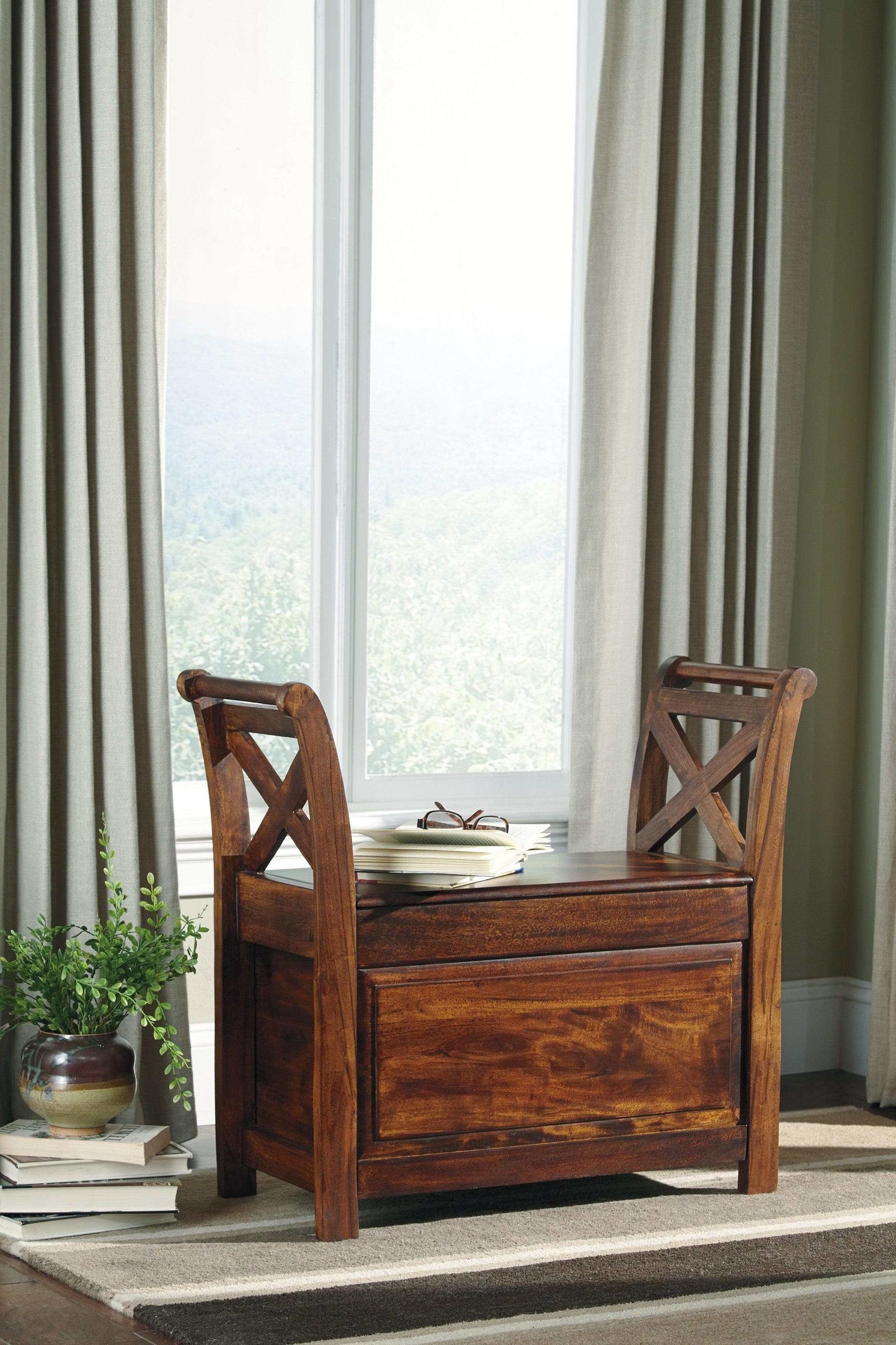 Abbonto Warm Brown Accent Storage Bench