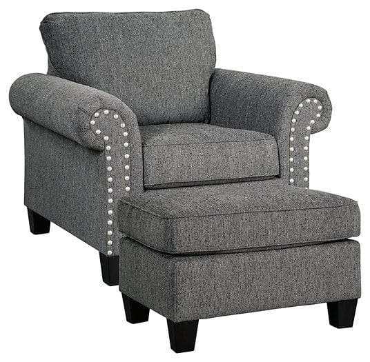 Agleno Charcoal Chair & Ottoman Set