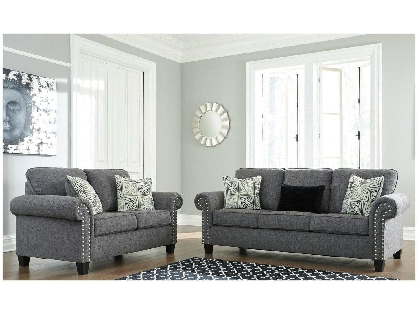 Agleno Charcoal 2pc Living Room Set