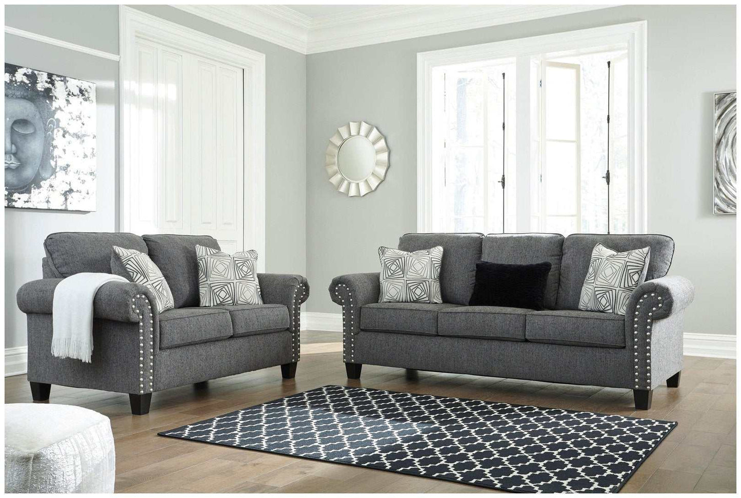 Agleno Charcoal 2pc Living Room Set