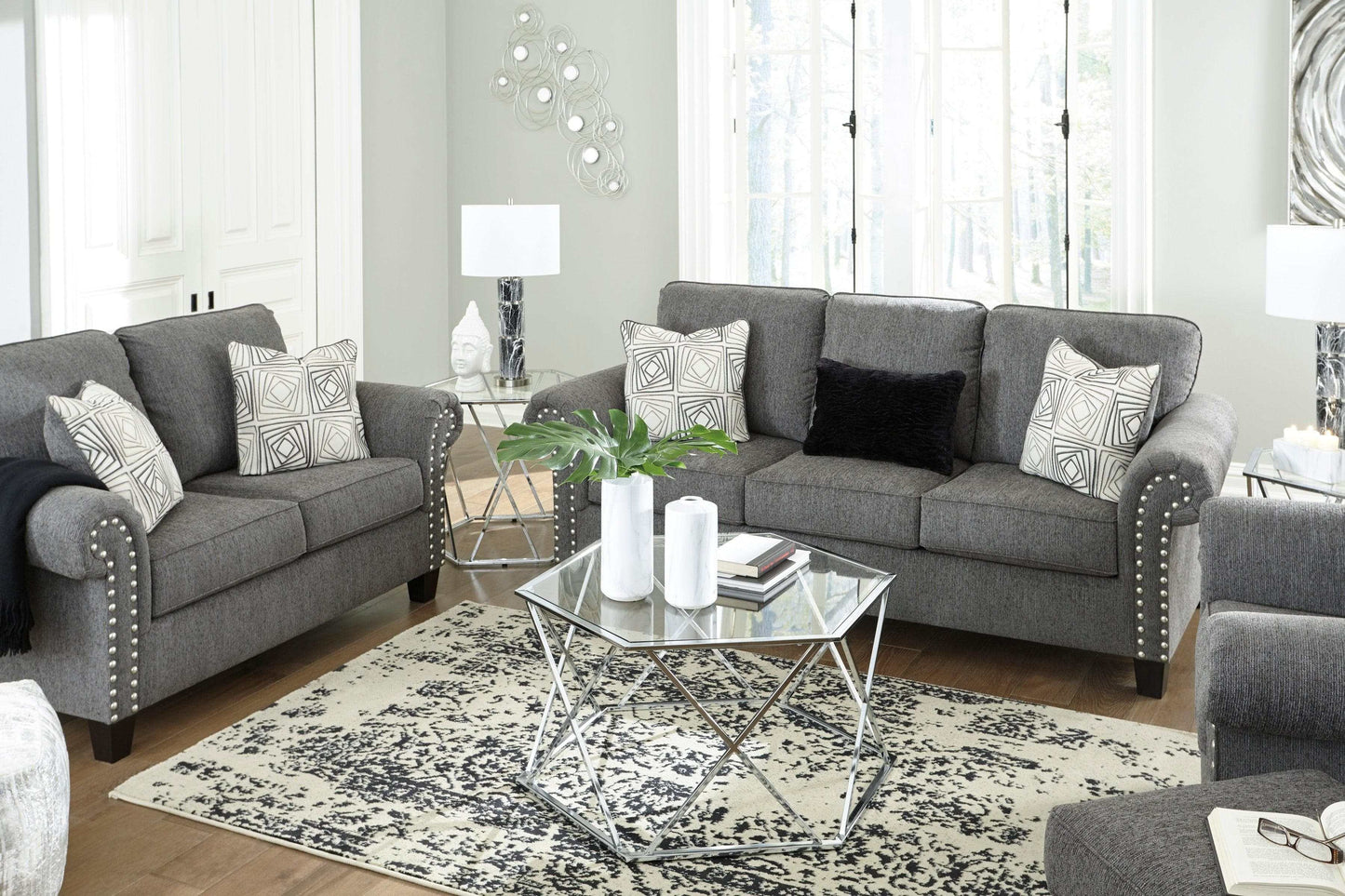 Agleno Charcoal 3pc Living Room Set