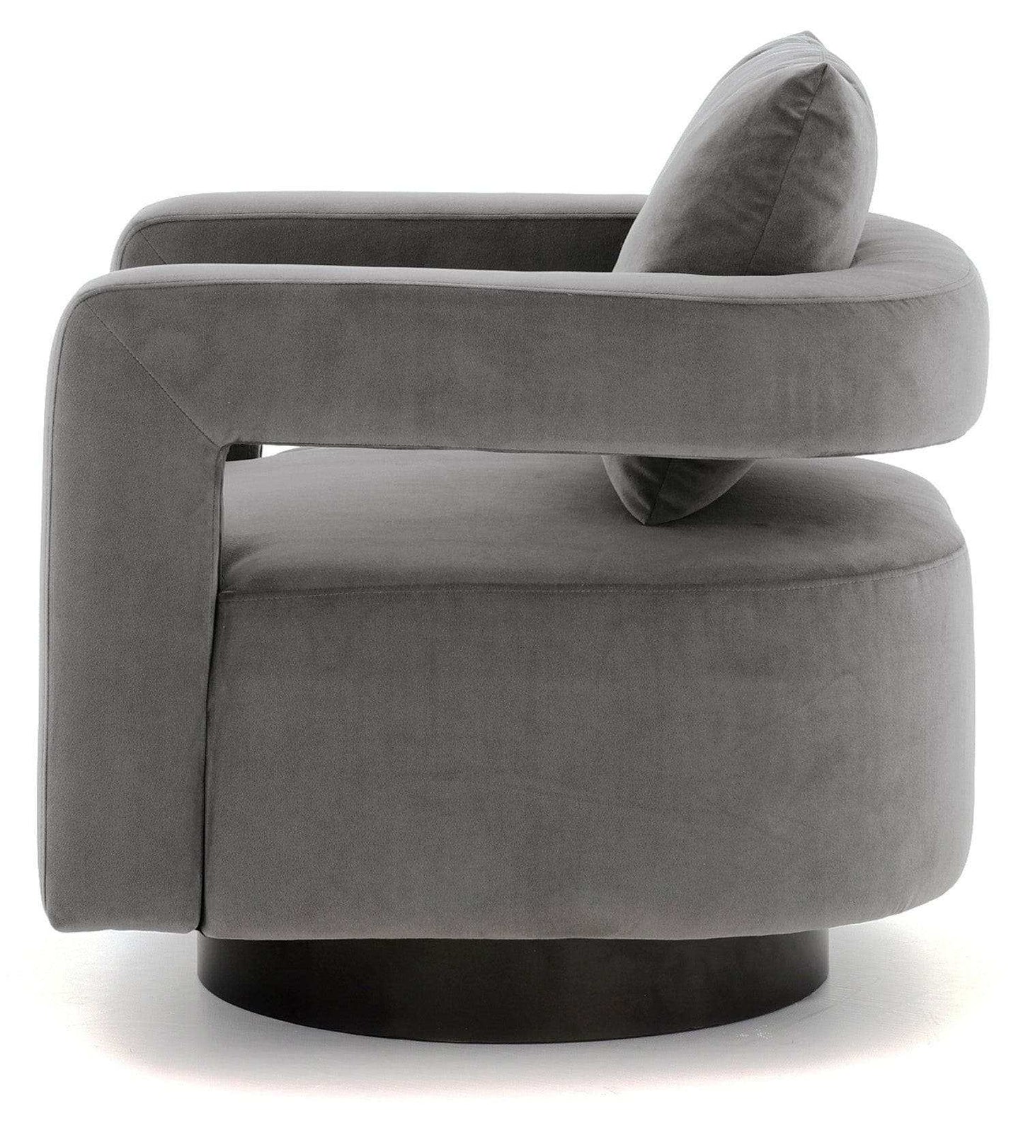 Alcoma Gray Velvet Swivel Accent Chair