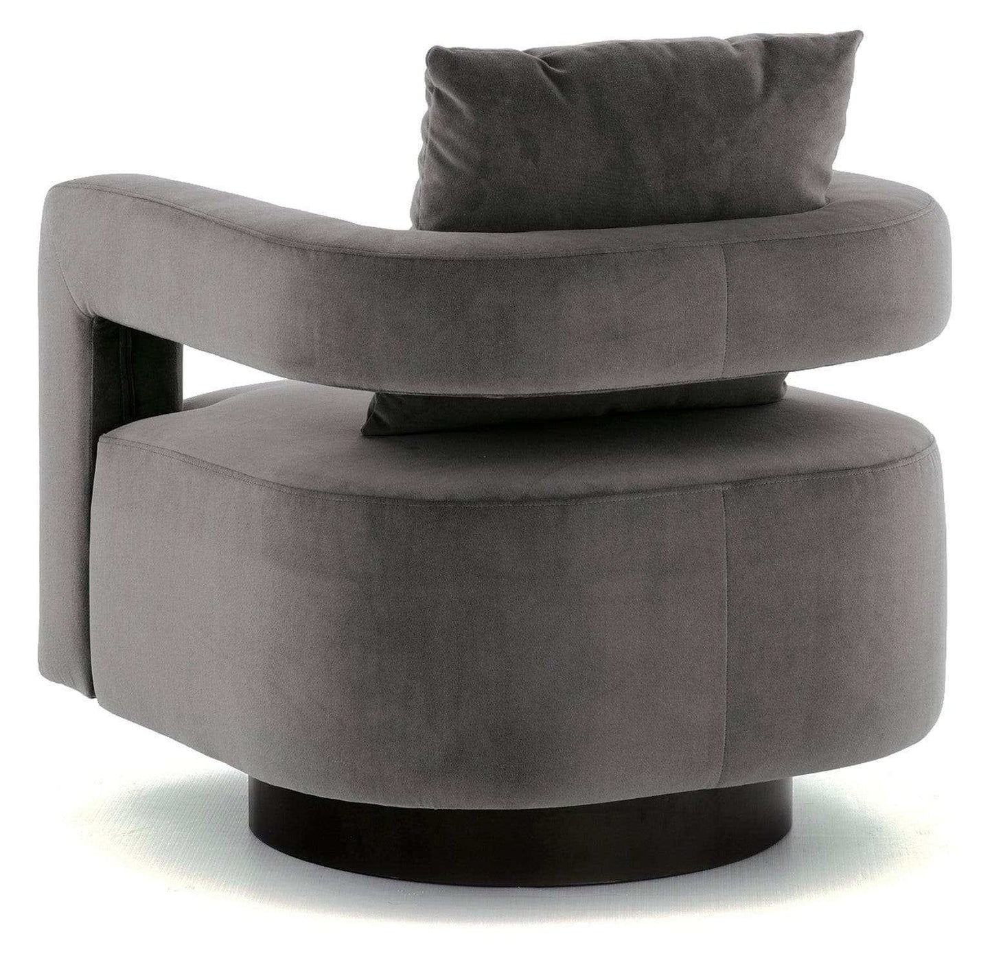 Alcoma Gray Velvet Swivel Accent Chair