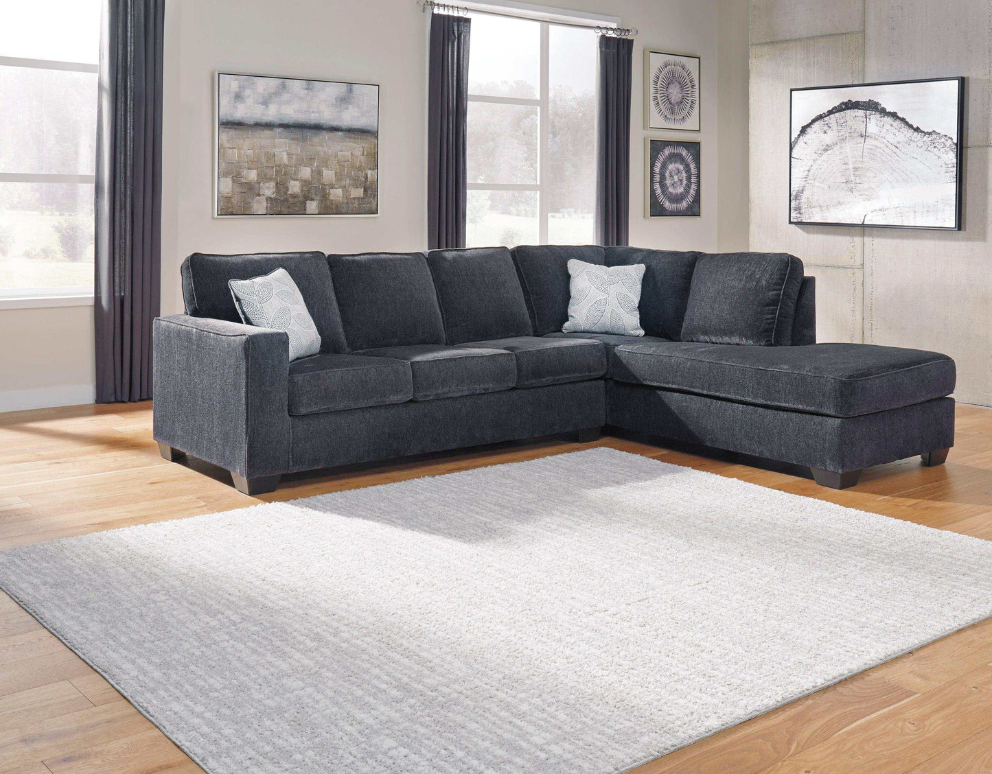 Altari Slate Full Sleeper Sectional Sofa w/ RAF Chaise