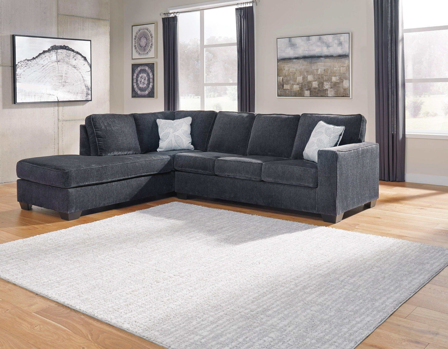 Altari Slate Full Sleeper Sectional Sofa w/ LAF Chaise