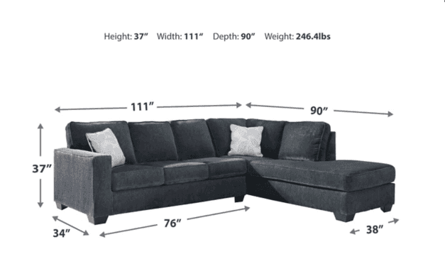 Altari Slate Full Sleeper Sectional Sofa w/ RAF Chaise