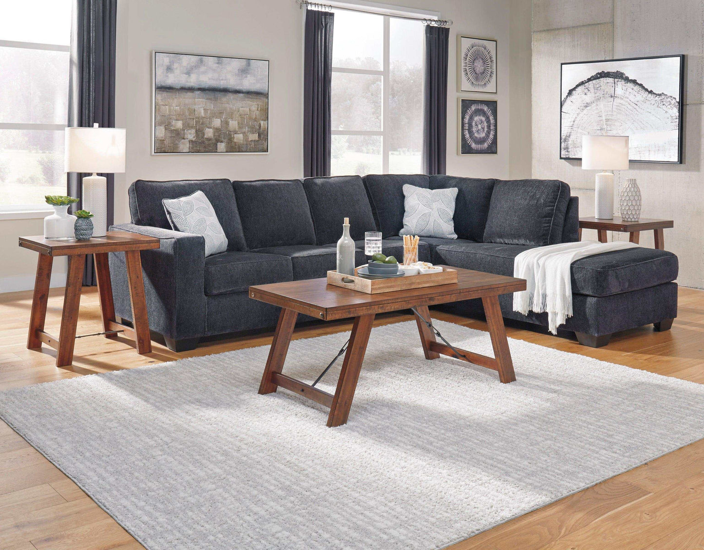 Altari Slate Full Sleeper Sectional Sofa w/ RAF Chaise