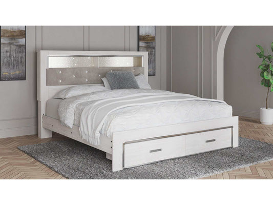 Altyra King Upholstered Bookcase Bed with Storage