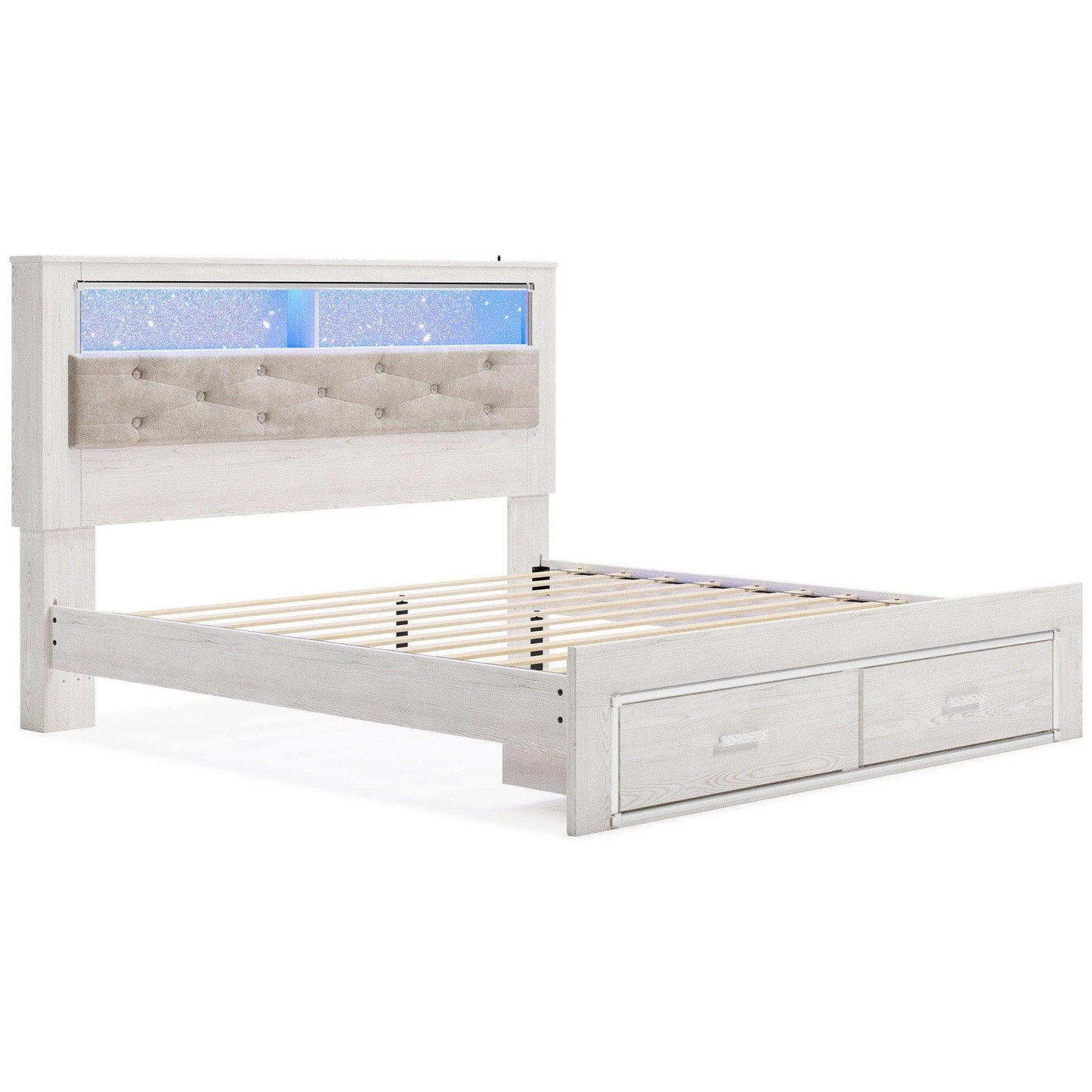 Altyra King Upholstered Bookcase Bed with Storage