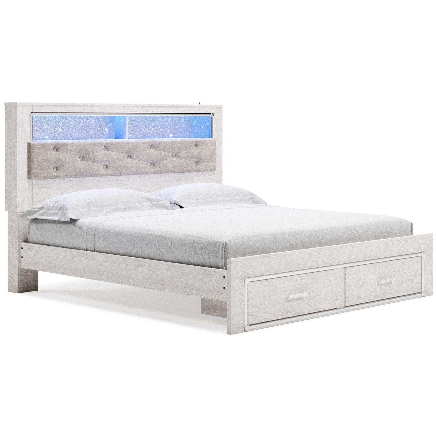 Altyra King Upholstered Bookcase Bed with Storage