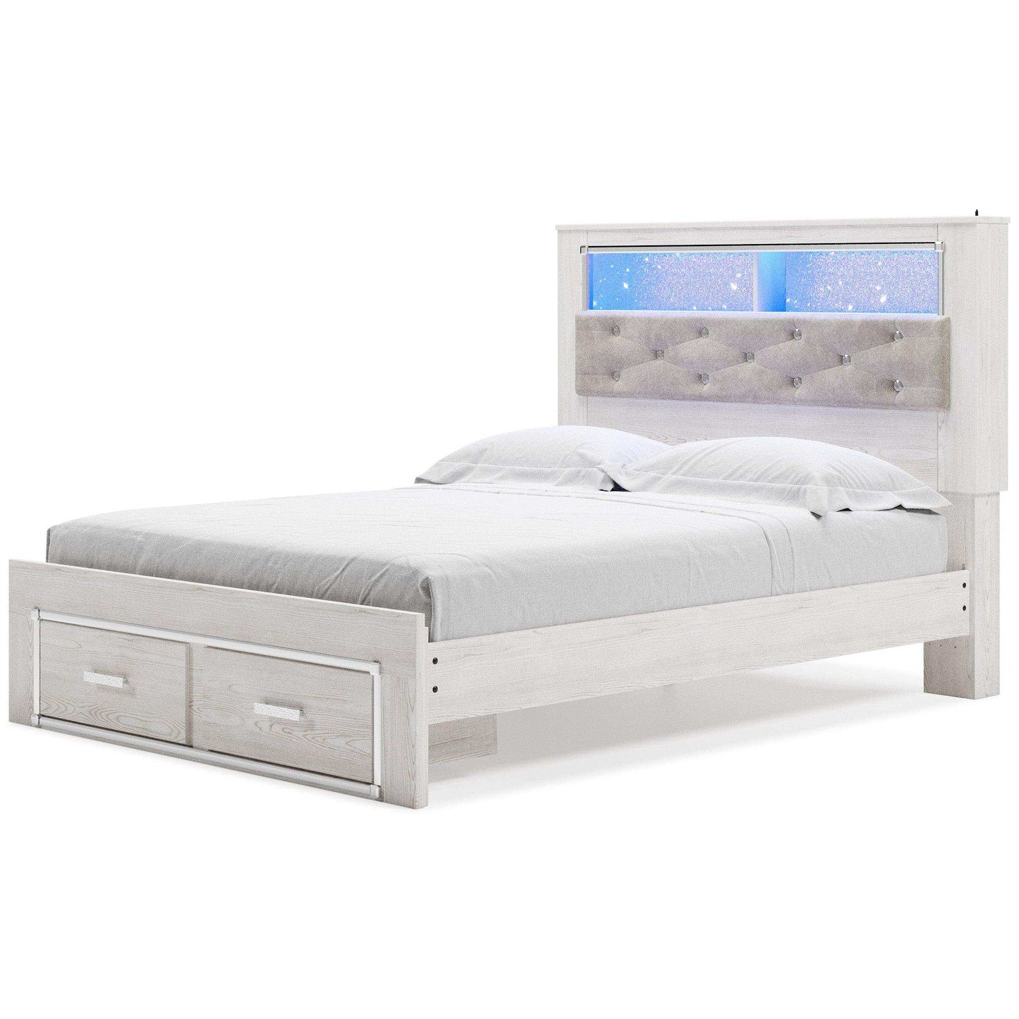 Altyra Queen Upholstered Bookcase Bed w/ Storage