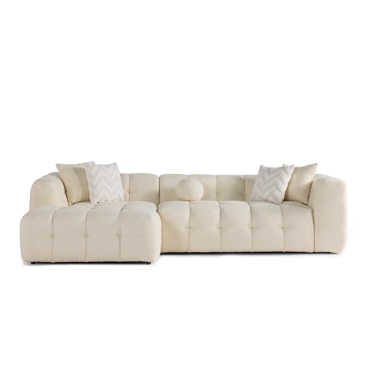 Brooklyn Ivory Boucle L Shape Sectional Sofa - Ornate Home