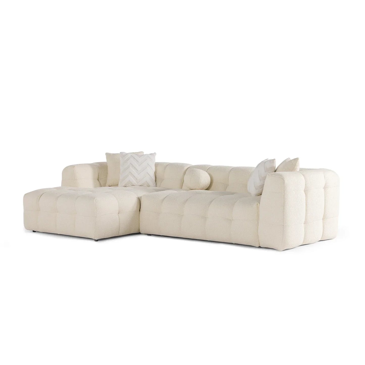 Brooklyn Ivory Boucle L Shape Sectional Sofa - Ornate Home