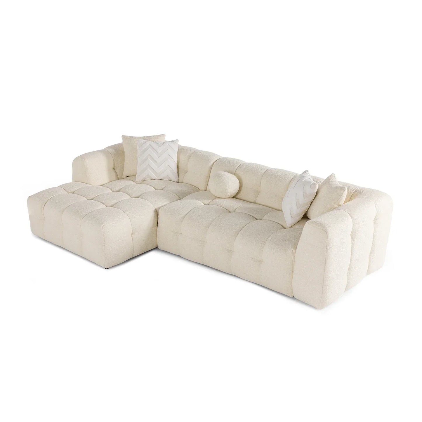 Brooklyn Ivory Boucle L Shape Sectional Sofa - Ornate Home