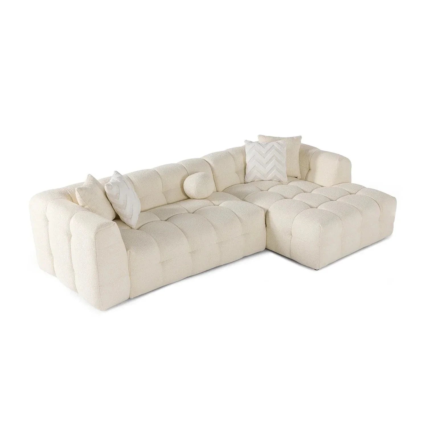 Brooklyn Ivory Boucle L Shape Sectional Sofa - Ornate Home