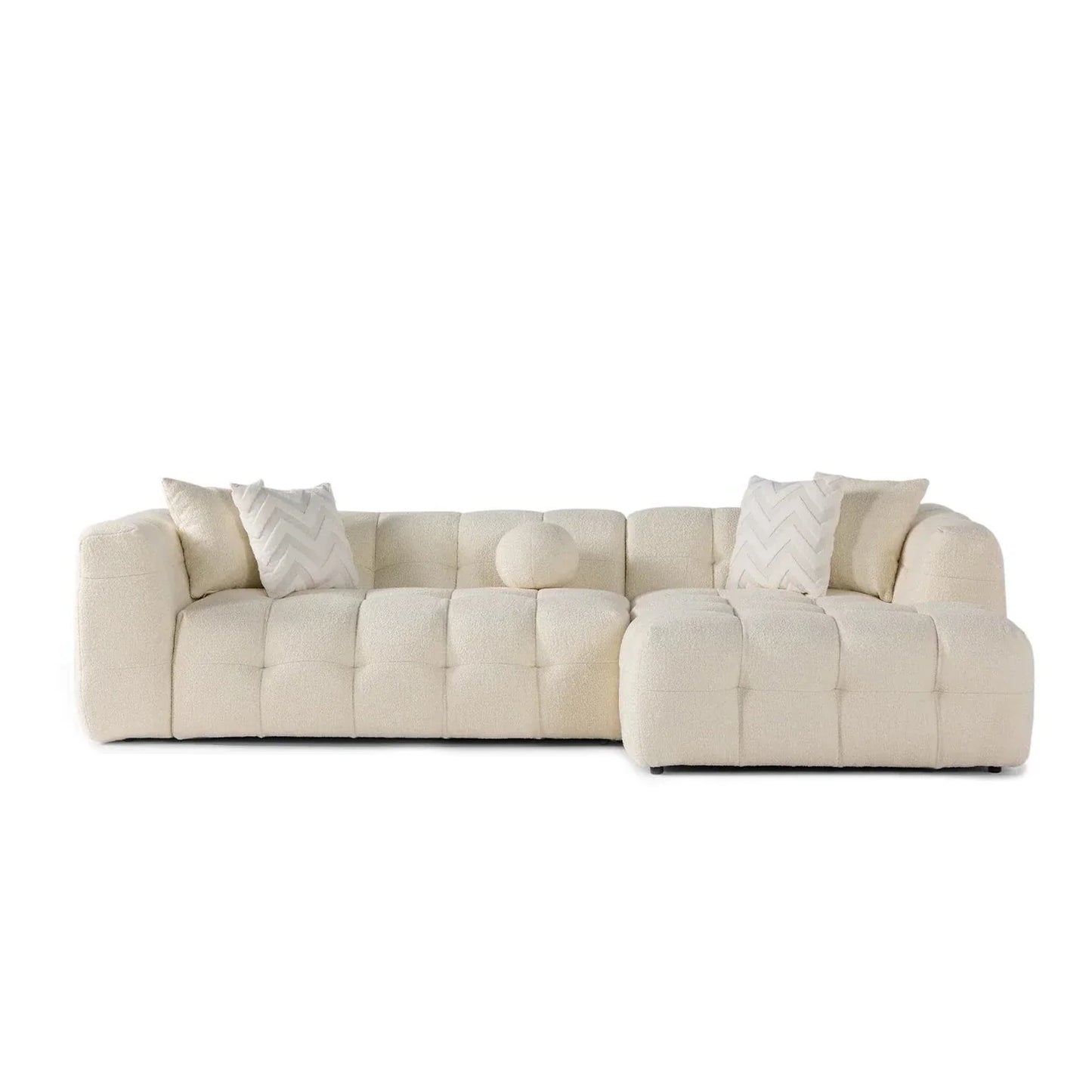 Brooklyn Ivory Boucle L Shape Sectional Sofa - Ornate Home