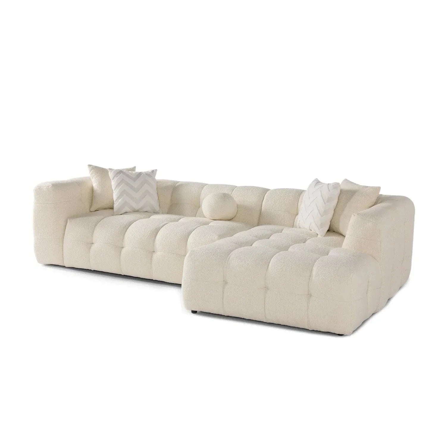 Brooklyn Ivory Boucle L Shape Sectional Sofa - Ornate Home