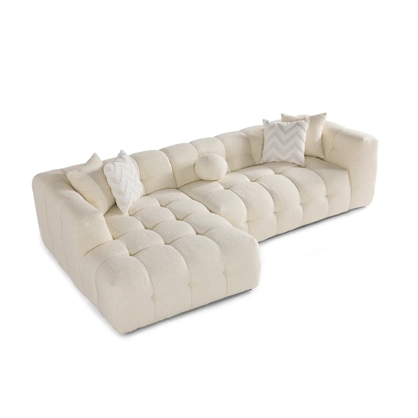 Brooklyn Ivory Boucle L Shape Sectional Sofa - Ornate Home