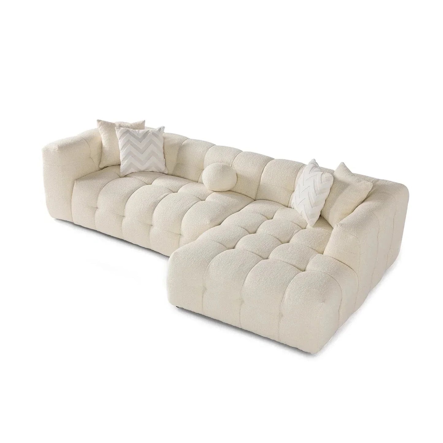 Brooklyn Ivory Boucle L Shape Sectional Sofa - Ornate Home