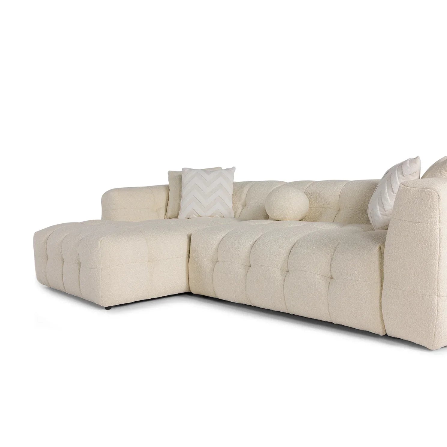 Brooklyn Ivory Boucle L Shape Sectional Sofa - Ornate Home