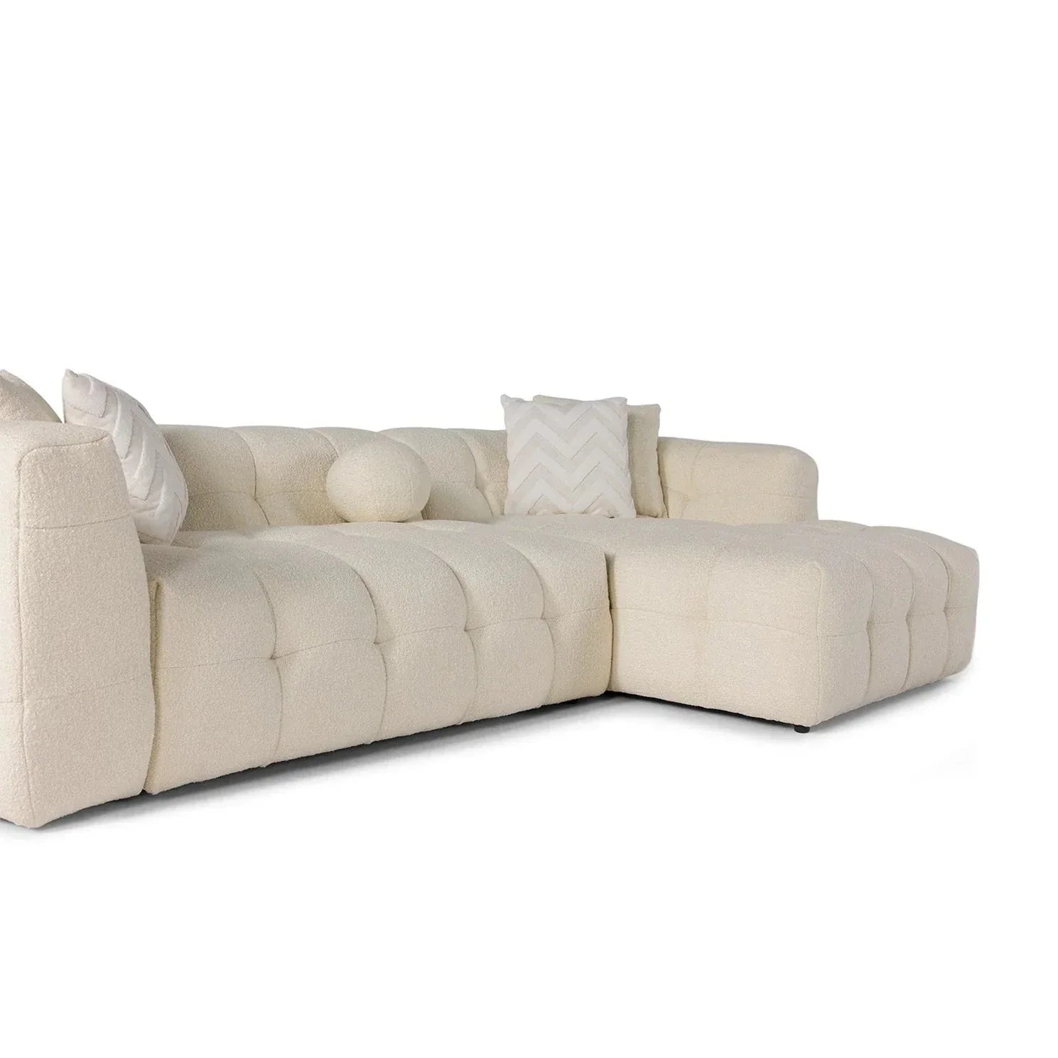 Brooklyn Ivory Boucle L Shape Sectional Sofa - Ornate Home