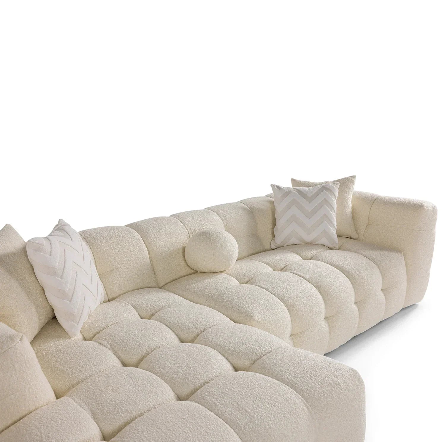 Brooklyn Ivory Boucle L Shape Sectional Sofa - Ornate Home