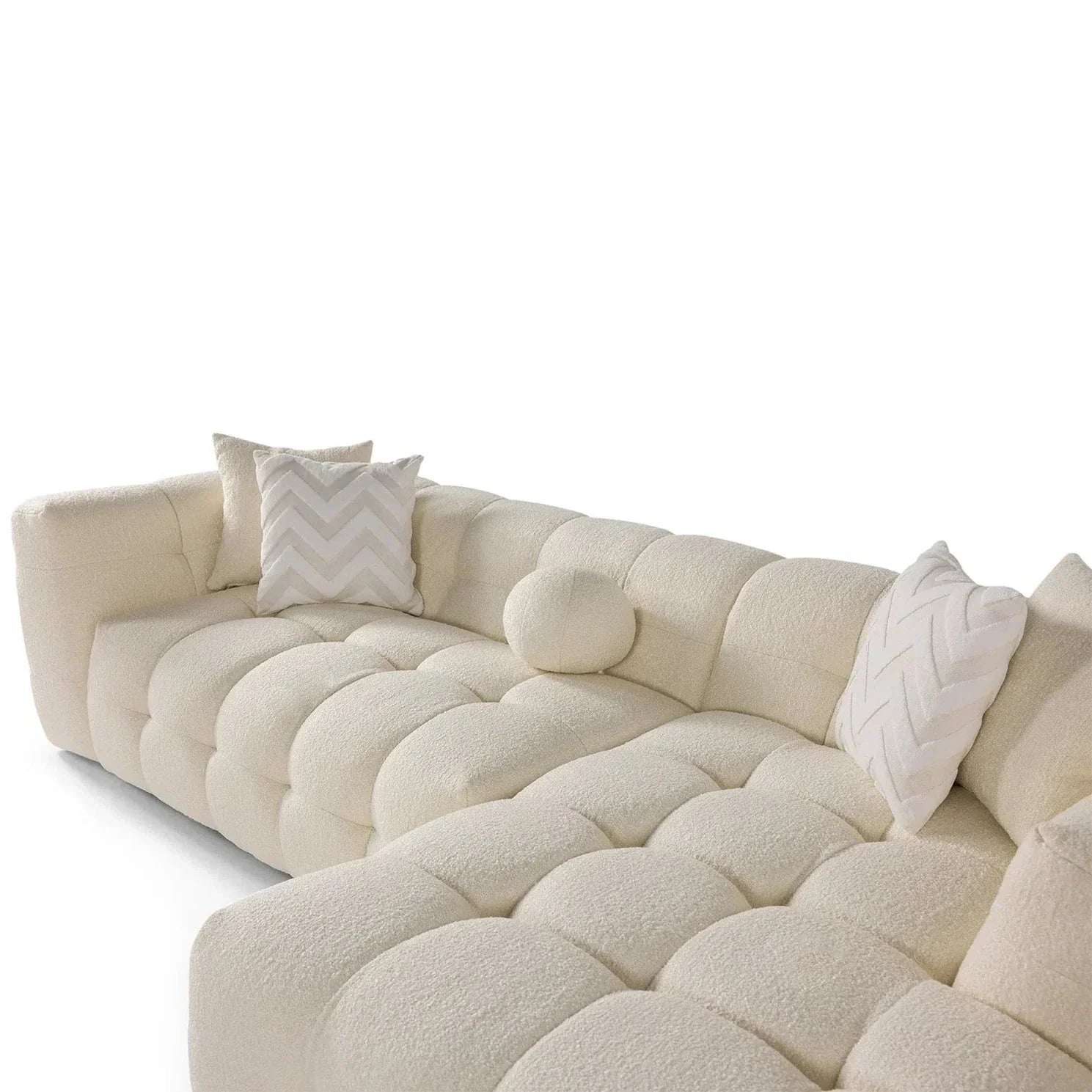 Brooklyn Ivory Boucle L Shape Sectional Sofa - Ornate Home